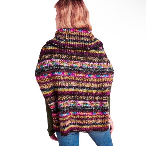 $198 Anthropologie Piera Knit Turtleneck Poncho X Small / Small Multicolor NWT - Picture 8 of 15